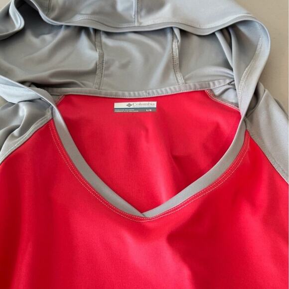 Columbia Pink & Gray Long Sleeve Hooded Shirt, Large - Picture 4 of 8